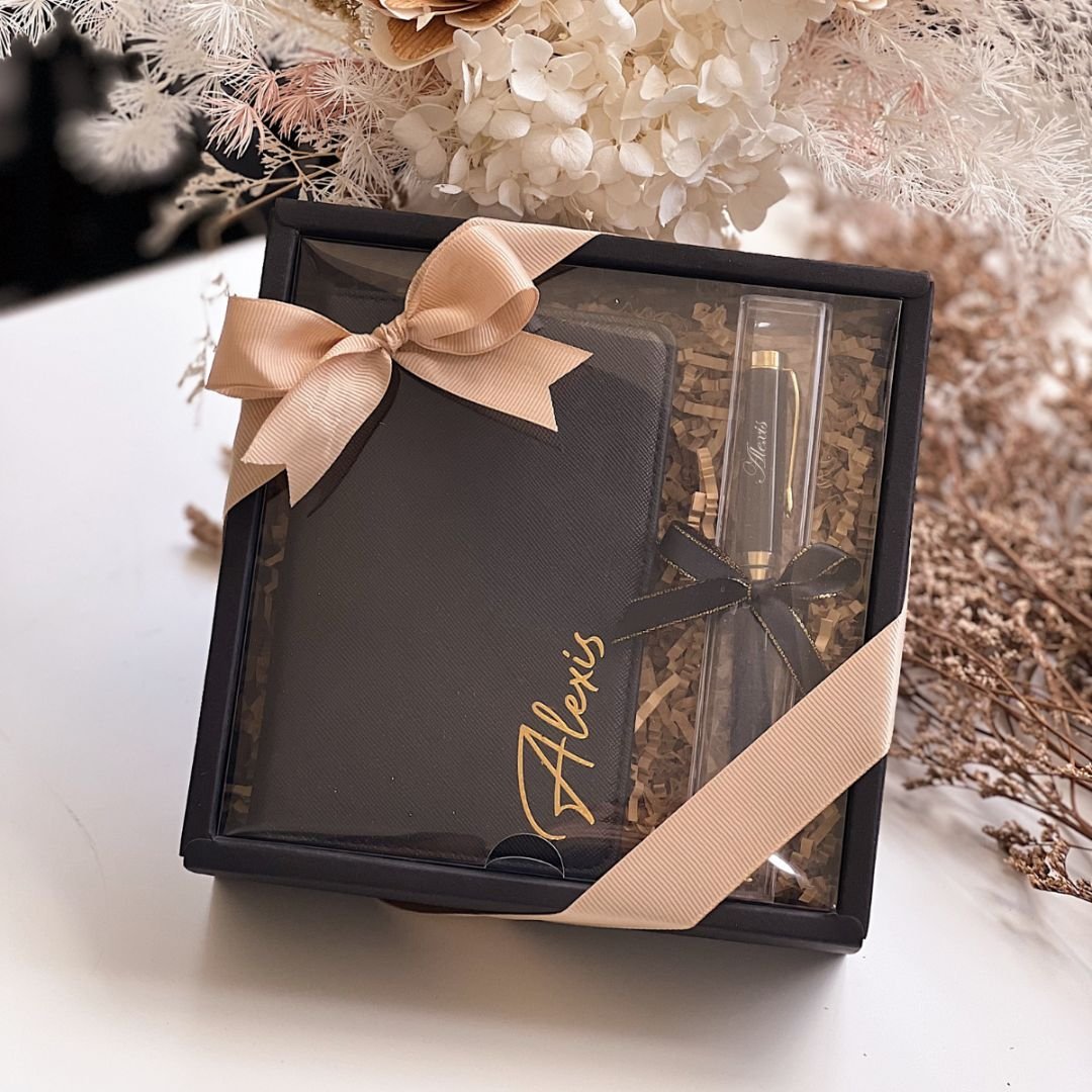 Jet Set Essentials Gift Set with Personalised Passport Holder & Pen in Premium Gift Box