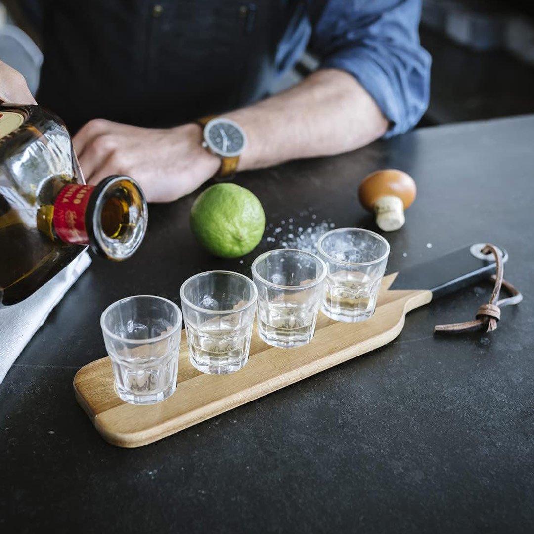 Serving Paddle & Shot Glasses