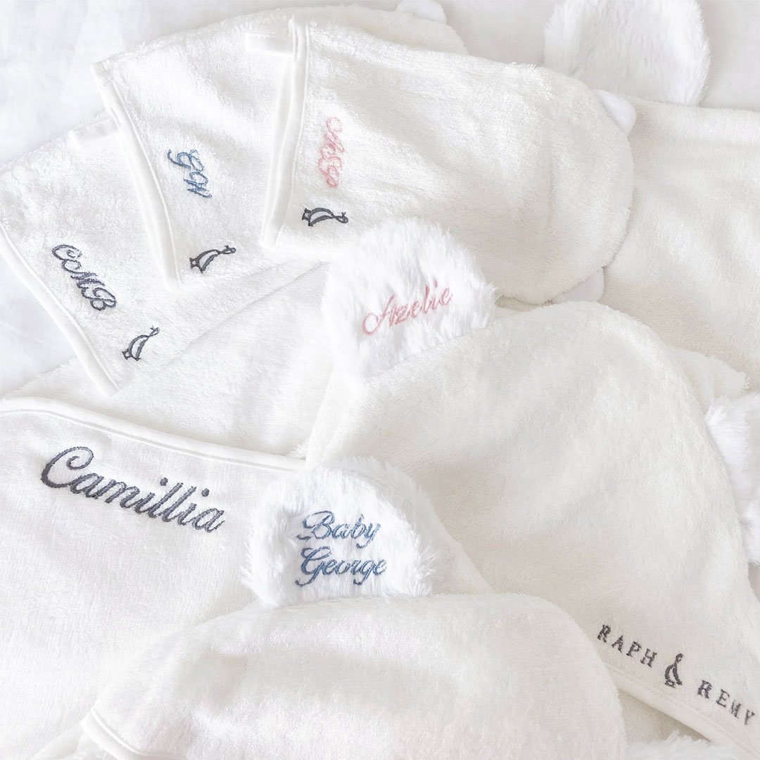 Organic Bamboo Baby Towel & Mitt with Personalised Ear/Body