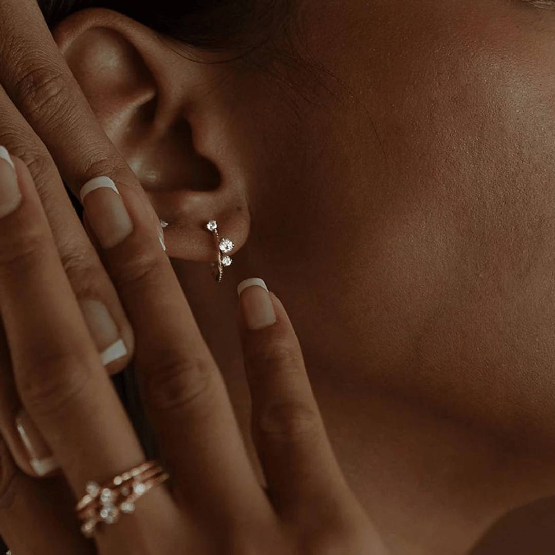 Multi-Cluster Diamond "Belaya" Hoop Earrings