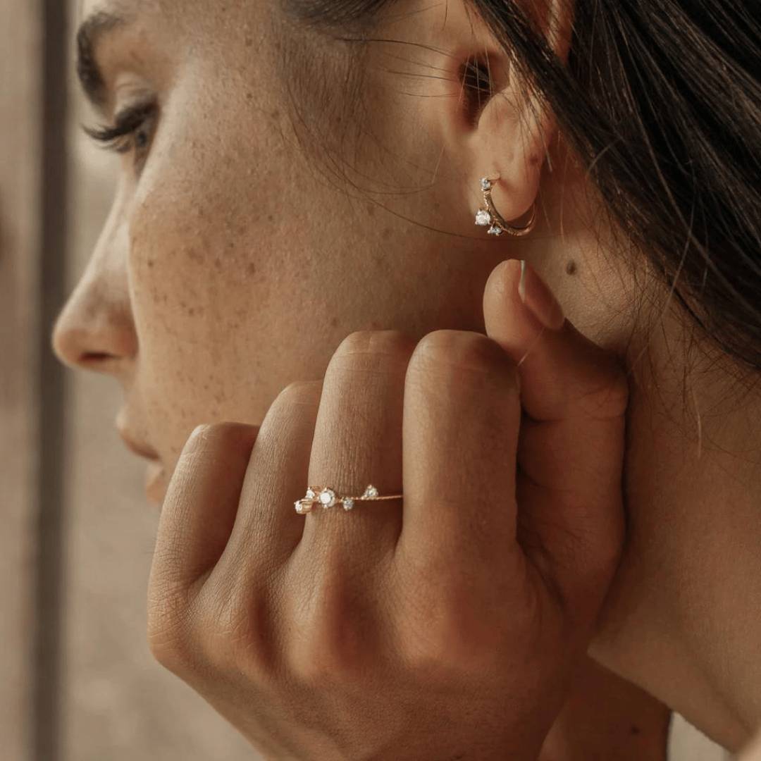 Multi-Cluster Diamond "Belaya" Hoop Earrings