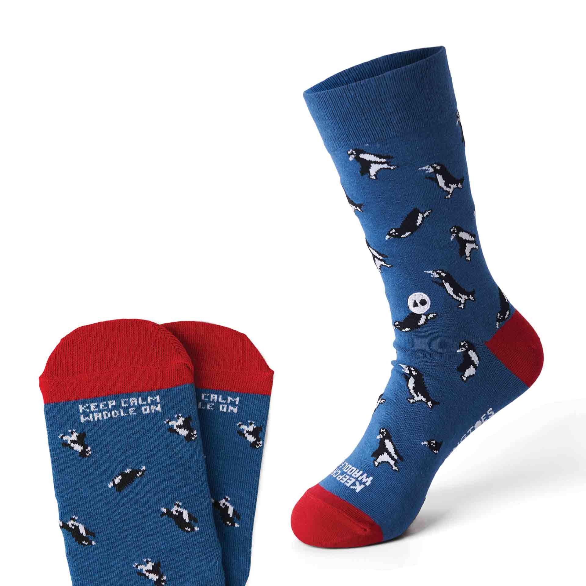 "Keep Calm Waddle On": The Animal Project Penguin Sock