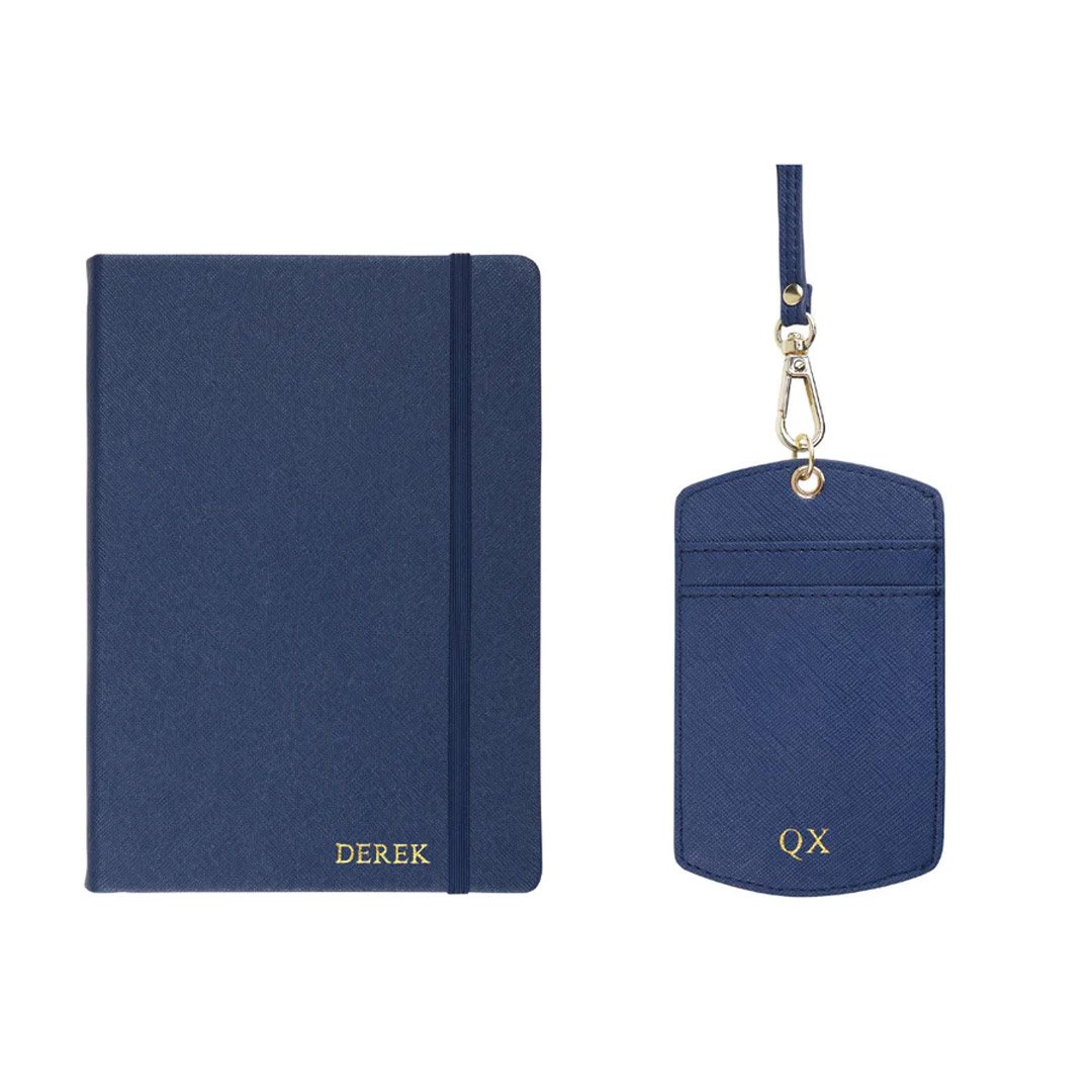 Personalised Work Bundle Set: ID Cardholder Lanyard & A5 Notebook